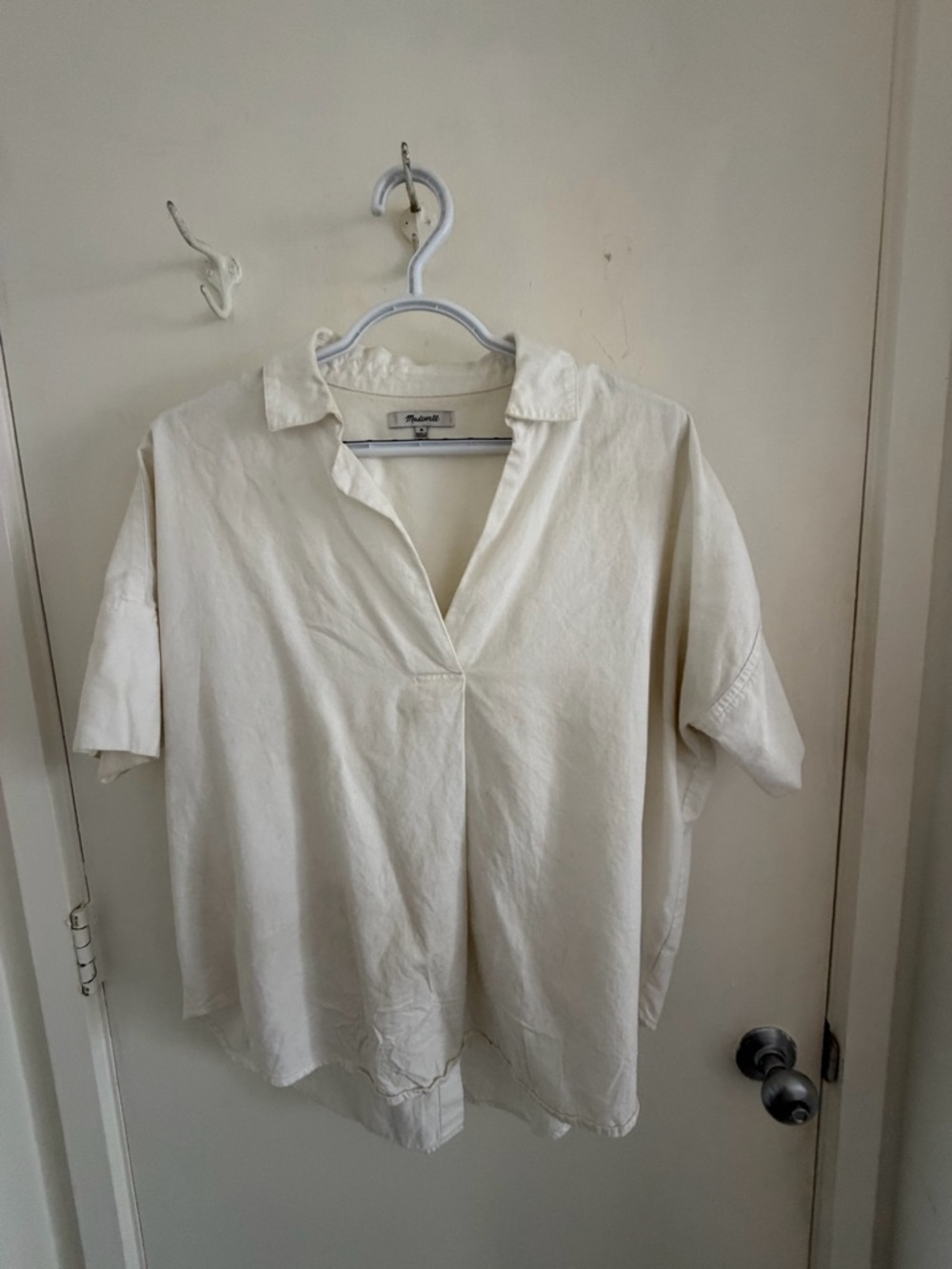 Madewell Cream Relaxed Collared Short-Sleeve Tunic